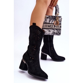 S.Barski Botas Mujer Ante Calado Negro Adelia 1