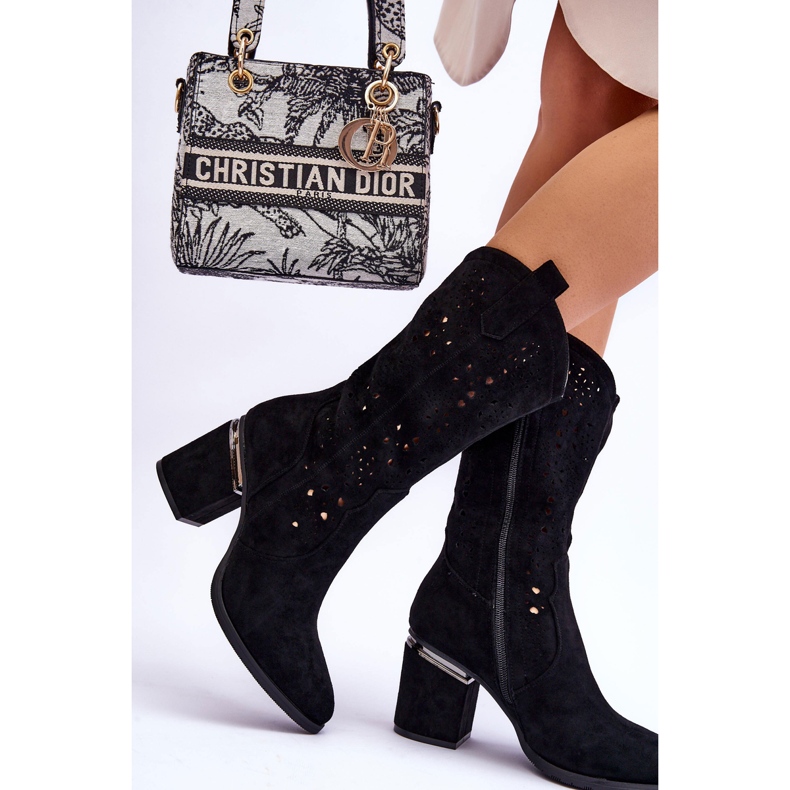 S.Barski Botas Mujer Ante Calado Negro Adelia 2