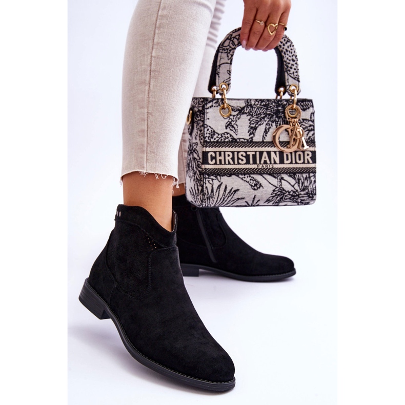 S.Barski Botas De Mujer Ante Tacón Plano Negro Liana 2