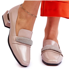 S.Barski Mocasines De Charol Con Strass Beige Lavern 9