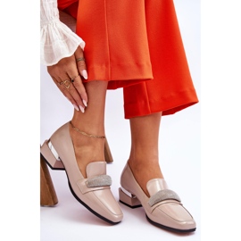 S.Barski Mocasines De Charol Con Strass Beige Lavern 7
