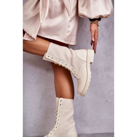 Botines De Mujer Con Tacón Plano, Beige 2
