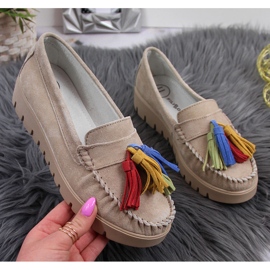 Mocasines mujer en piel con flecos beige Filippo DP3535 4