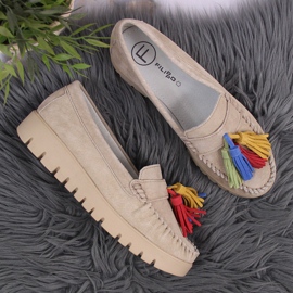Mocasines mujer en piel con flecos beige Filippo DP3535 5