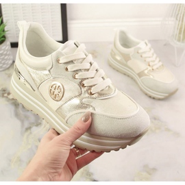 Zapatos deportivos de mujer en la plataforma dorada Potocki SZ12025 dorado 4