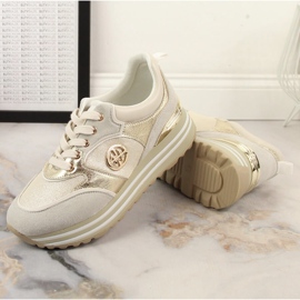 Zapatos deportivos de mujer en la plataforma dorada Potocki SZ12025 dorado 7