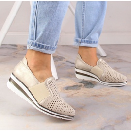 Zapatos cuña mujer calados dorados Jezzi MR1738-17 2