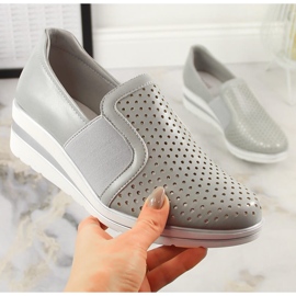 Zapatos cuña mujer calados gris Jezzi MR1738-17 4