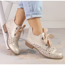 Botines tacón plano mujer calados dorados Jezzi ASA142-6A 1