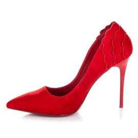 Seastar Zapatos De Tacón Alto De Ante Con Volante rojo 1