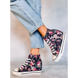BM Paradis Black zapatillas altas con cuña floral negro 3