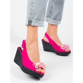 Sandalias mujer cuña Shelovet ante rosa rosado 4
