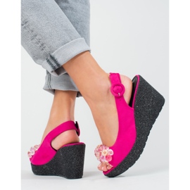 Sandalias mujer cuña Shelovet ante rosa rosado 5