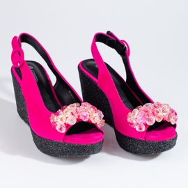Sandalias mujer cuña Shelovet ante rosa rosado 1