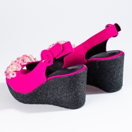 Sandalias mujer cuña Shelovet ante rosa rosado 2