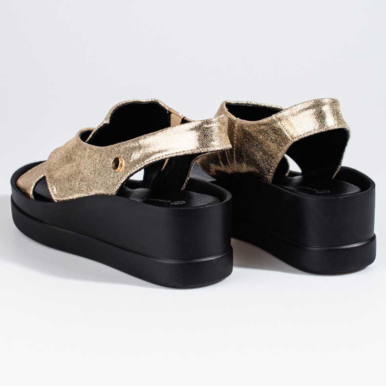 Sandalias cuña mujer Shelovet doradas dorado 1