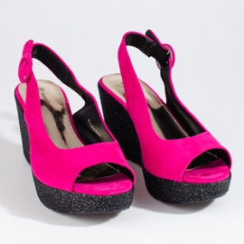 Sandalias de cuña mujer Shelovet rosa claro rosado 2