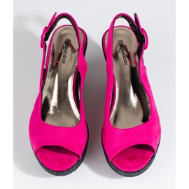 Sandalias de cuña mujer Shelovet rosa claro rosado 5