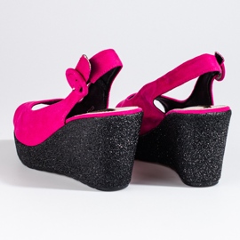 Sandalias de cuña mujer Shelovet rosa claro rosado 4