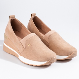 SHELOVET Zapatos mujer cuña Potocki ante beige 4