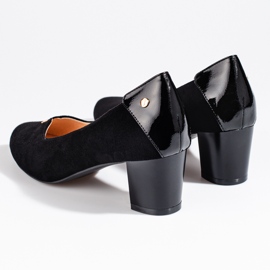 Bombas elegantes de gamuza para mujer en un tacón bajo Vinceza negro 2