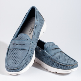 Mocasines de mujer Shelovet calados azul 3