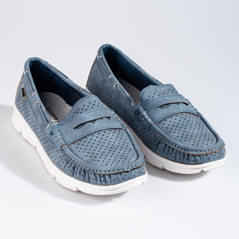 Mocasines de mujer Shelovet calados azul 1