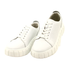Evento 23PB32-5739 Zapatillas atadas de cuero blanco 3
