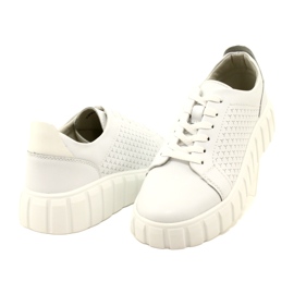 Evento 23PB32-5739 Zapatillas atadas de cuero blanco 4