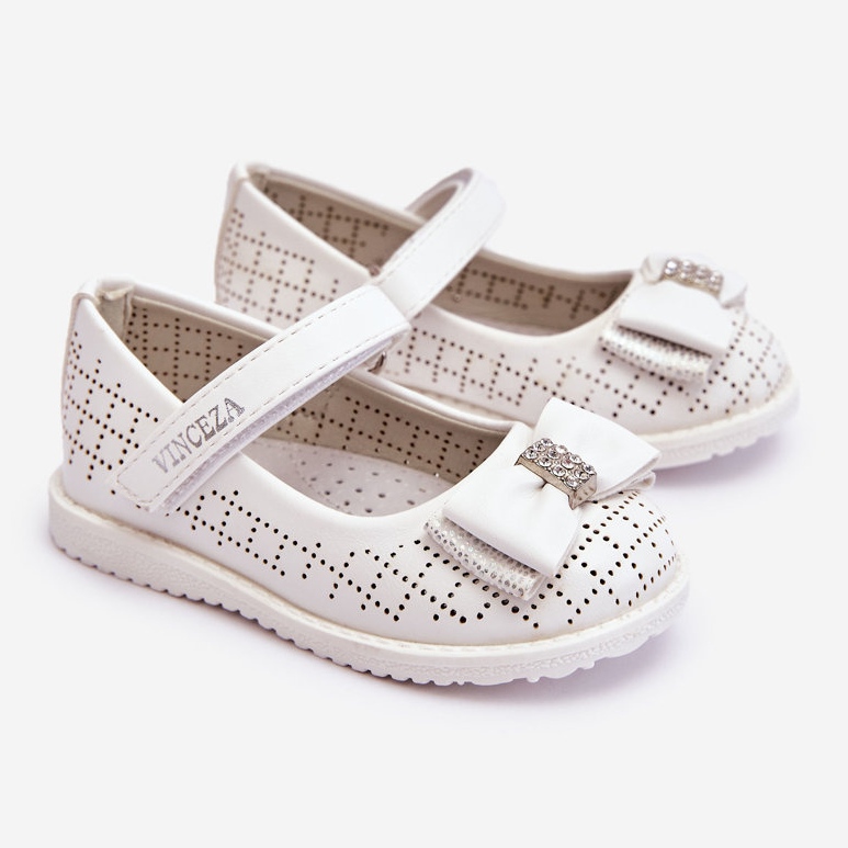 Vinceza Bailarinas Infantiles Lazo Velcro Blanco Halle 1