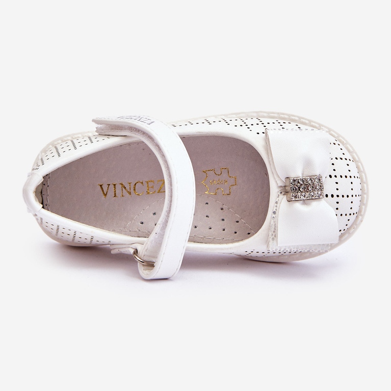 Vinceza Bailarinas Infantiles Lazo Velcro Blanco Halle 2