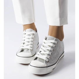 BM Zapatillas plateadas con purpurina y cuña de Creta. plata 2