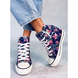 BM Paradis zapatillas altas con cuña floral azul marino 5
