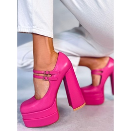 BM Zapatos de tacón con plataforma de grano Loit Fucsia rosa 1