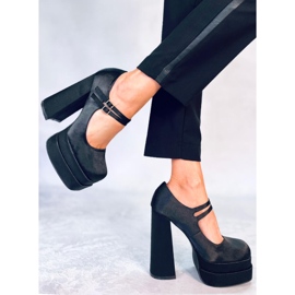 BM Prandi zapatos de tacón con plataforma de raso negro 1