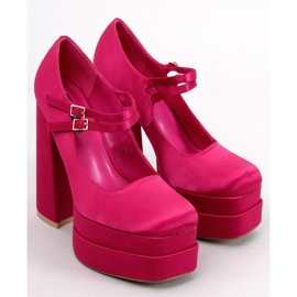 BM Zapatos de tacón con plataforma de satén fucsia de Prandi rosado 3