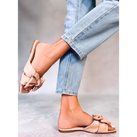 Chanclas Minnen con lazo nude rosado 3