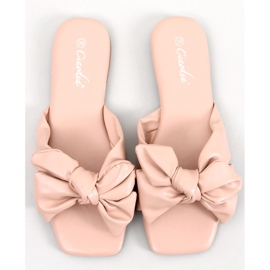 Chanclas Minnen con lazo nude rosado 2