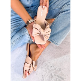 Chanclas Minnen con lazo nude rosado 5