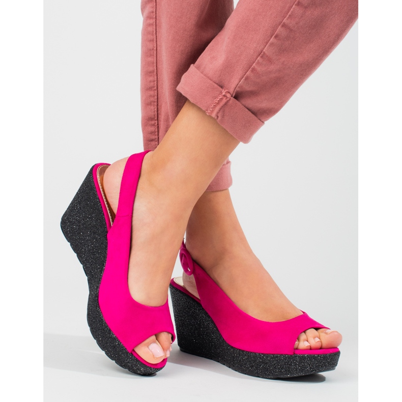 Sandalias de cuña mujer Shelovet rosa claro rosado 1