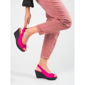 Sandalias de cuña mujer Shelovet rosa claro rosado 6