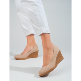 W. Potocki Zapatos de tacón beige con cuña para mujer de Potocki 1 W. Potocki Zapatos de tacón beige con cuña para mujer de Potocki 1