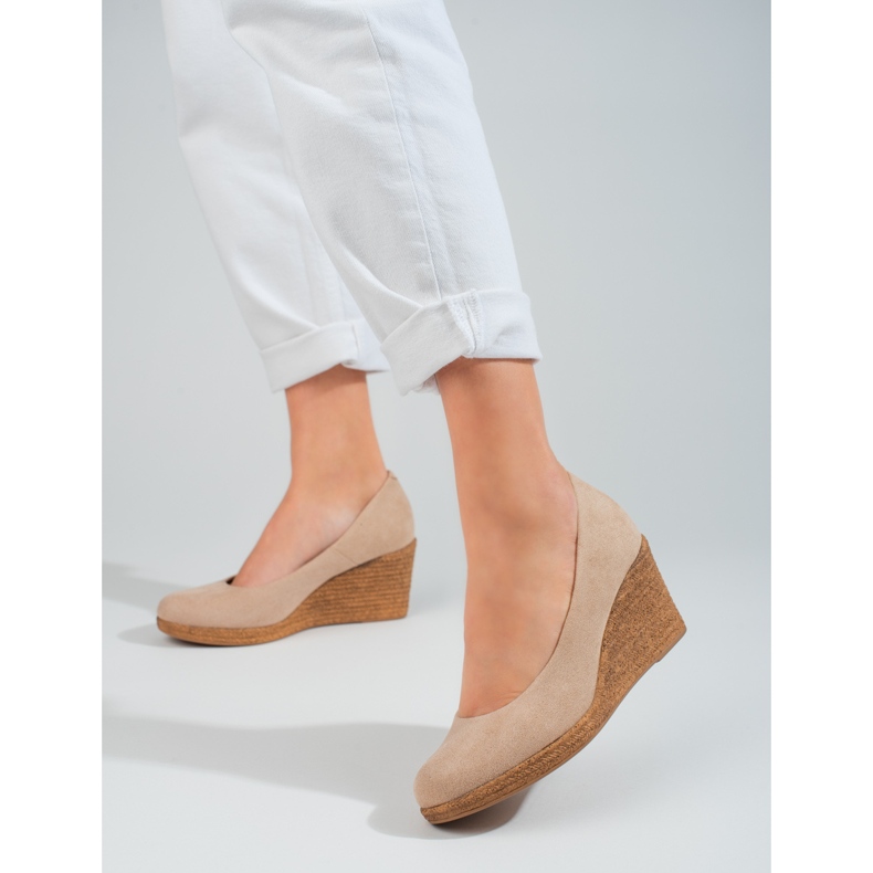 W. Potocki Zapatos de tacón beige con cuña para mujer de Potocki 1 W. Potocki Zapatos de tacón beige con cuña para mujer de Potocki 1