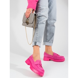 Mocasines plataforma Shelovet ante rosa rosado 1