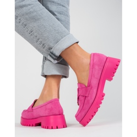 Mocasines plataforma Shelovet ante rosa rosado 2