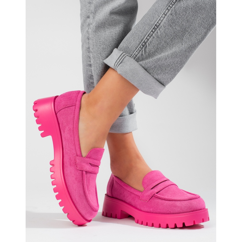 Mocasines de mujer con plataforma Shelovet ante rosa rosado 2