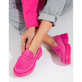 Mocasines de mujer con plataforma Shelovet ante rosa rosado 3