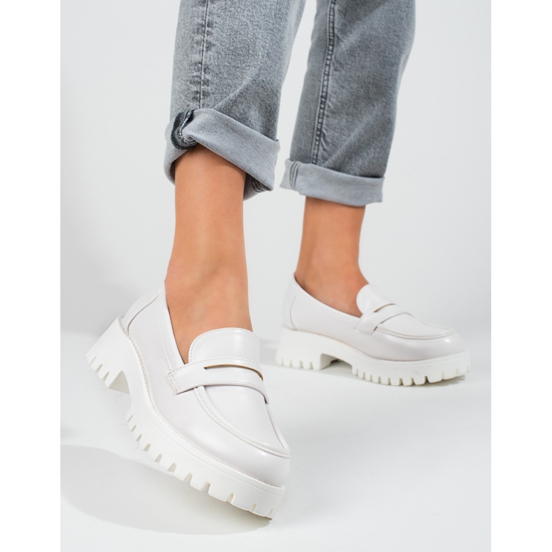 Mocasines mujer plataforma Shelovet blanco 1