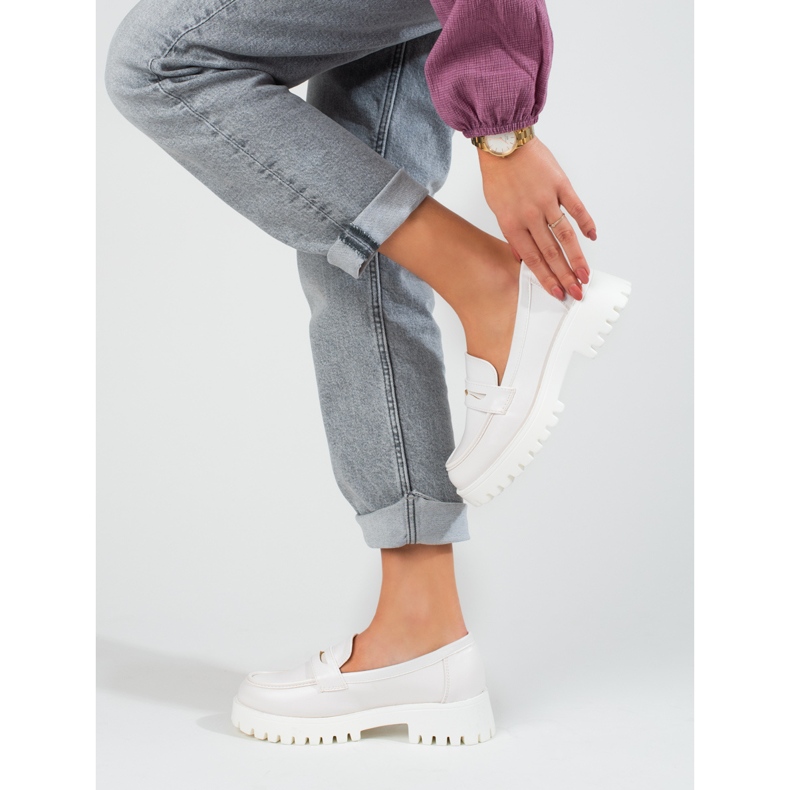 Mocasines mujer plataforma Shelovet blanco 2