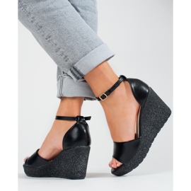 Sandalias mujer cuña alta Shelovet negro 3